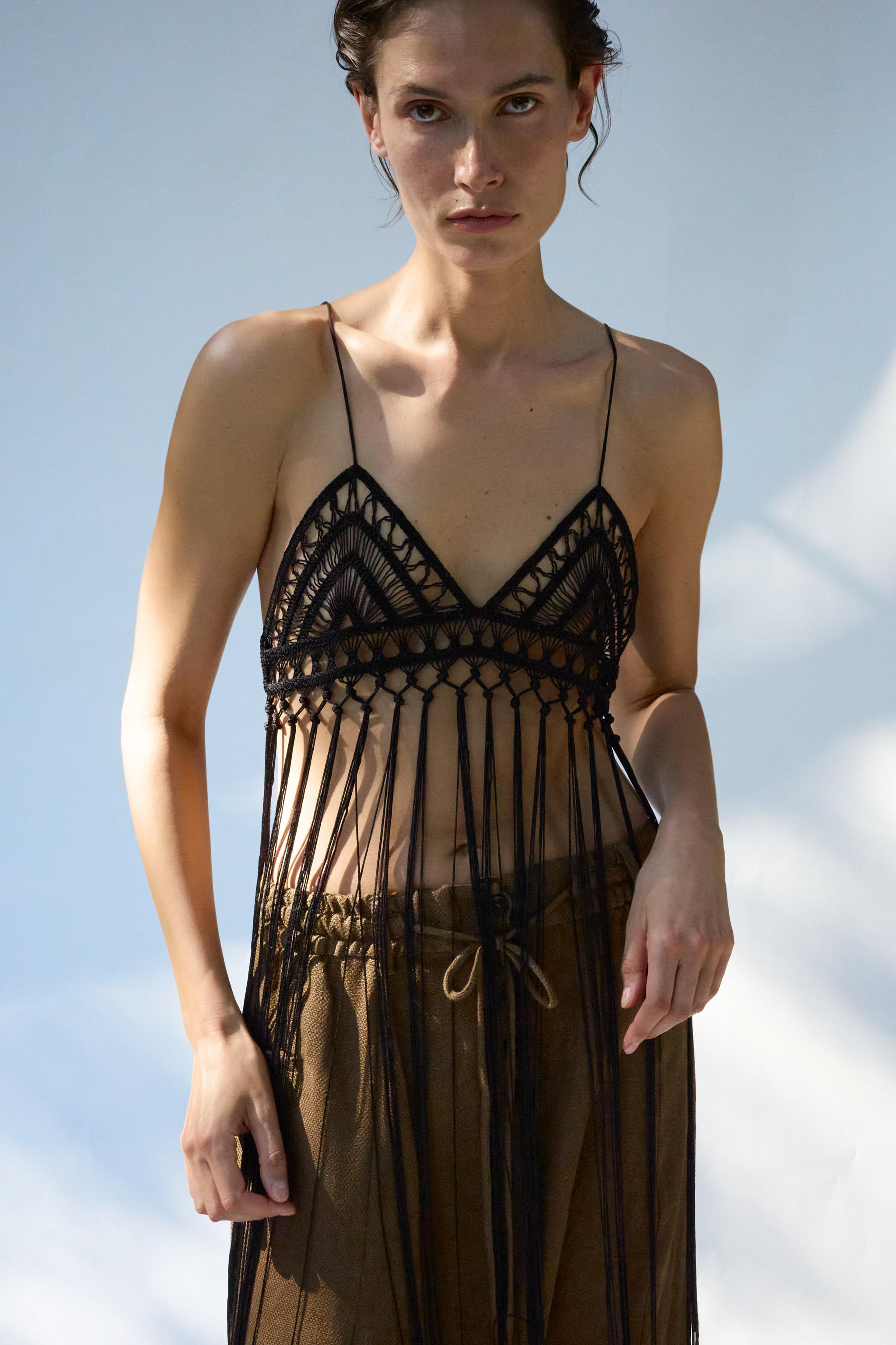 CROCHET FRINGED BRA
